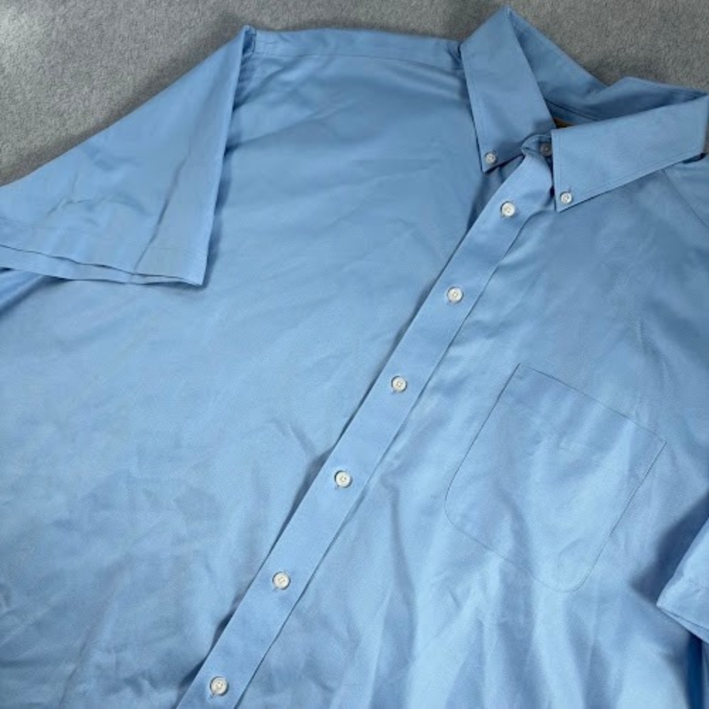 Roundtree & Yorke Gold Label Shirt Mens 3X Blue Solid Non-Iron Short Sleeve